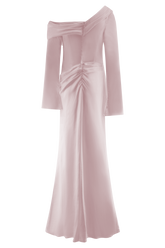Iris Long Sleeve Satin Maxi Dress - Soft Pink